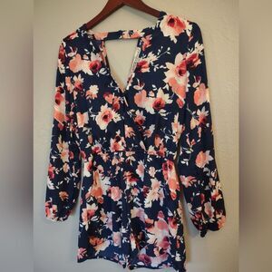Gypsies And Moondust Long Sleeve Floral Print Romper Size Medium